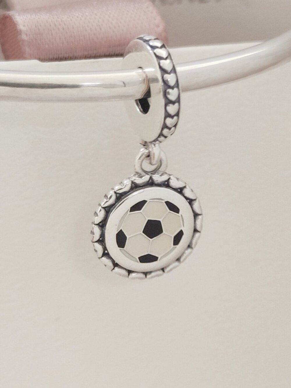 Pandora Goal! Soccer Dangle Charm S925 Sterling Silver Bracelet Pendant with box